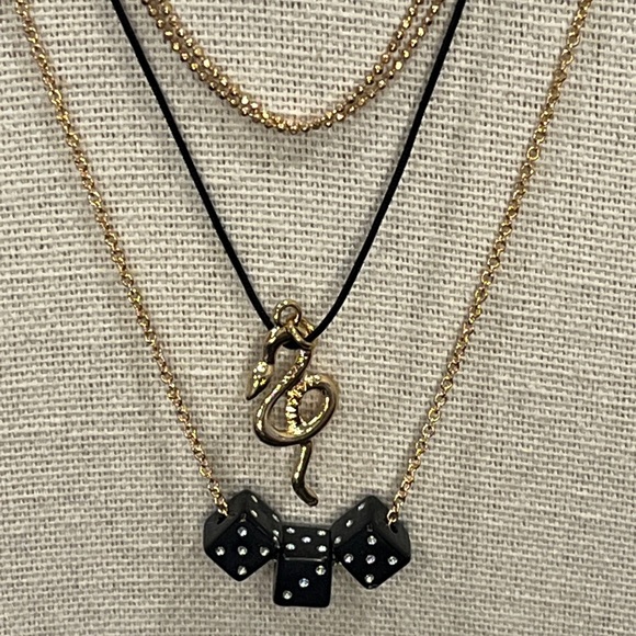 wild fable Jewelry - NWT Bulk Wholesale 3-piece Elegant Gold and Black Layering Necklaces